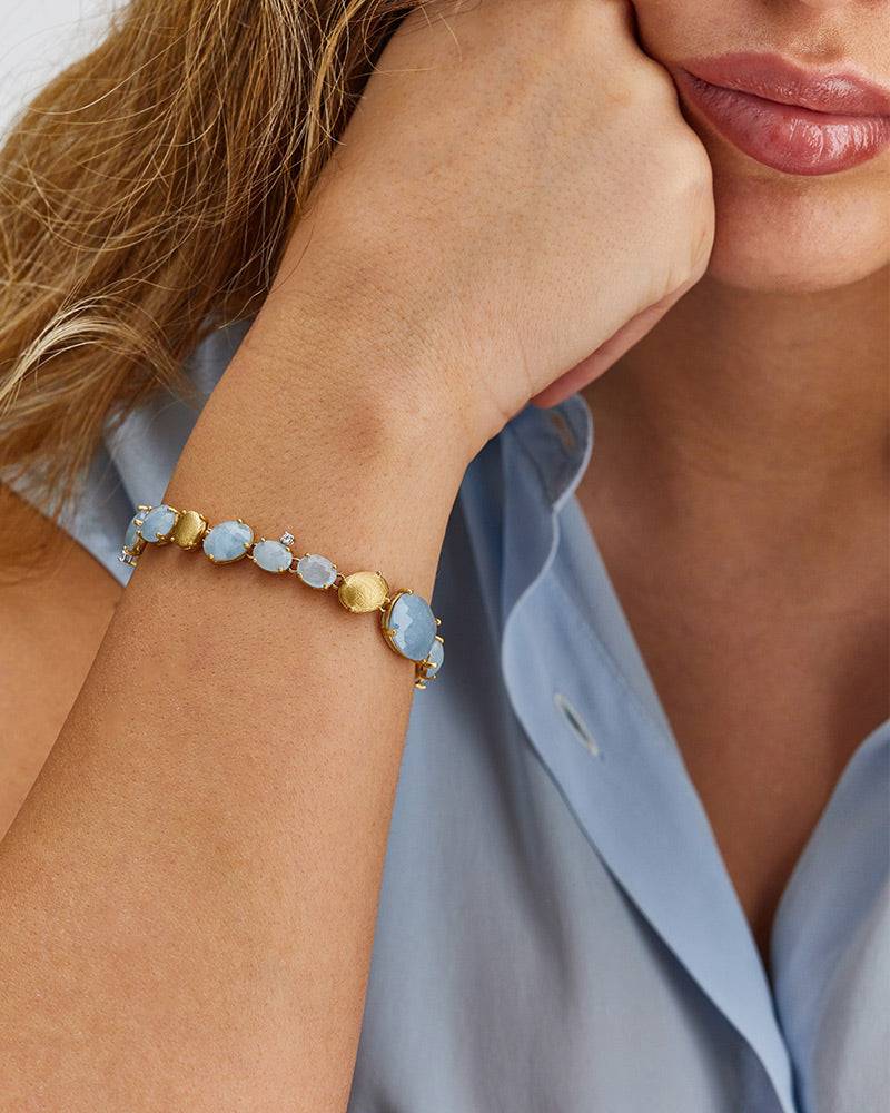 Nanis Bracciale "IPANEMA" in oro, acquamarina e diamanti – Nanis Italian Jewels Vendite Flash