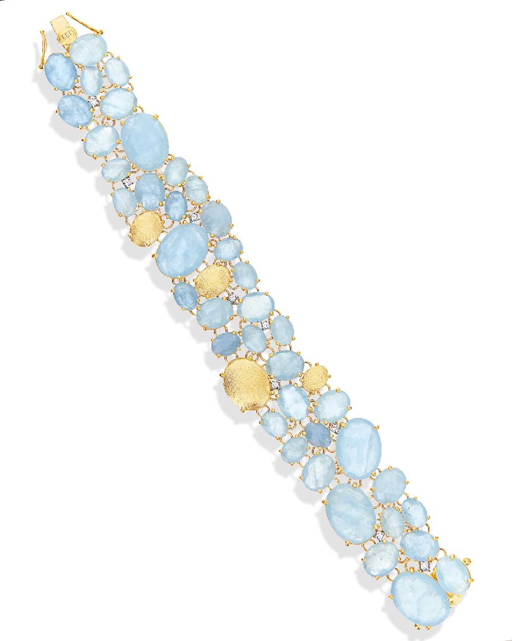Nanis Bracciale "IPANEMA" a fascia in oro, acquamarina e diamanti – Nanis Italian Jewels Negozio