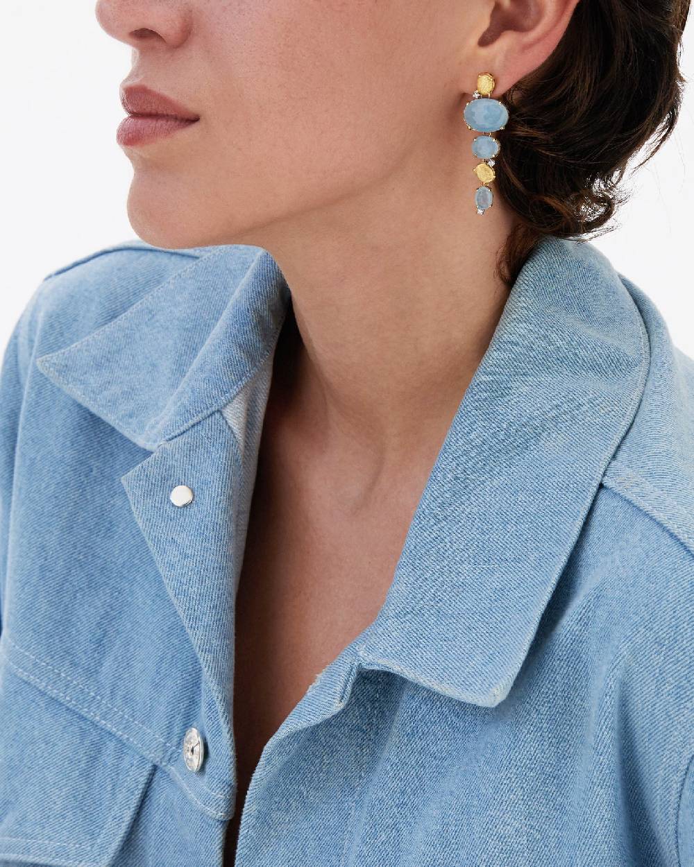 Nanis Orecchini "IPANEMA" pendenti in oro, acquamarina e diamanti – Nanis Italian Jewels In Saldo