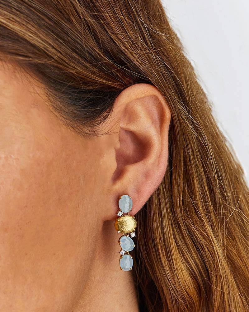 Nanis Orecchini "IPANEMA" pendenti in oro, acquamarina e dettagli di diamant – Nanis Italian Jewels Nuova