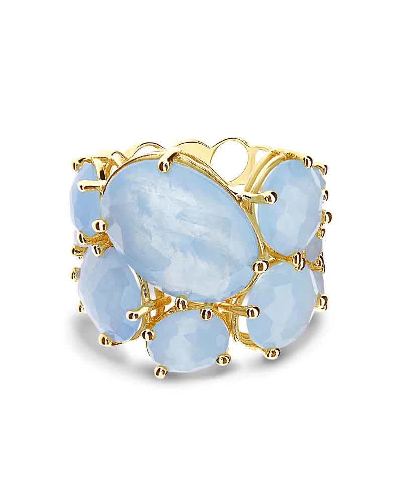 Nanis Anello "IPANEMA" a fascia in oro e acquamarina – Nanis Italian Jewels Moda