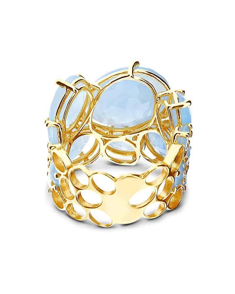 Nanis Anello "IPANEMA" a fascia in oro e acquamarina – Nanis Italian Jewels Moda