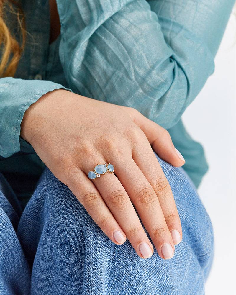 Nanis Anello "IPANEMA" in oro, acquamarina e dettagli di diamanti – Nanis Italian Jewels 2025