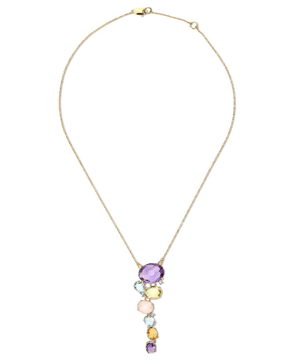 Nanis Collana "IPANEMA"con pendente in oro, ametista, topazio blu, quarzo e – Nanis Italian Jewels Italia