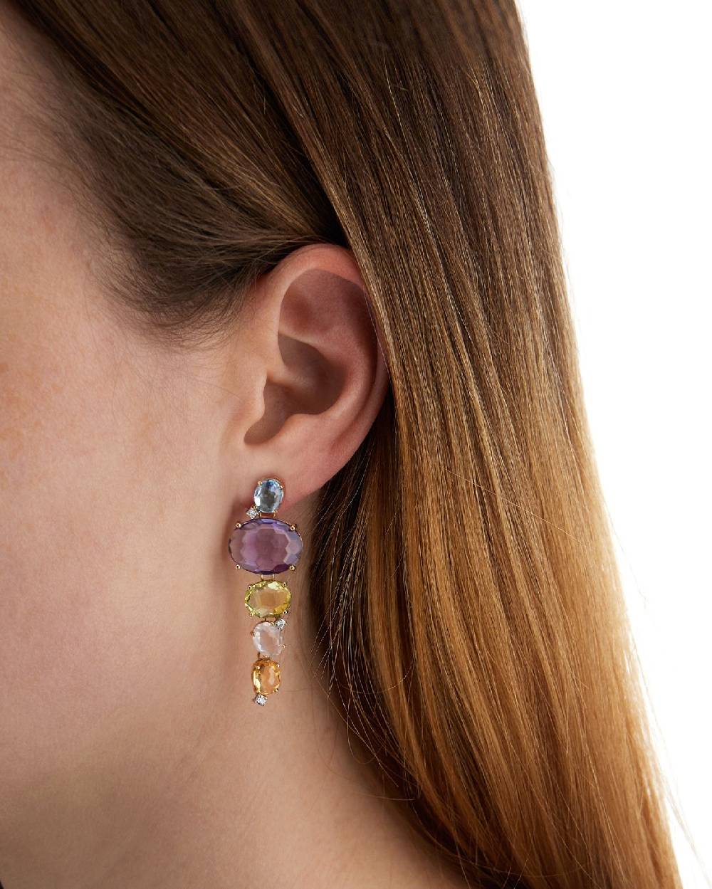 Nanis Orecchini "IPANEMA"pendenti in oro, ametista, topazio blu, quarzo e di – Nanis Italian Jewels 2025