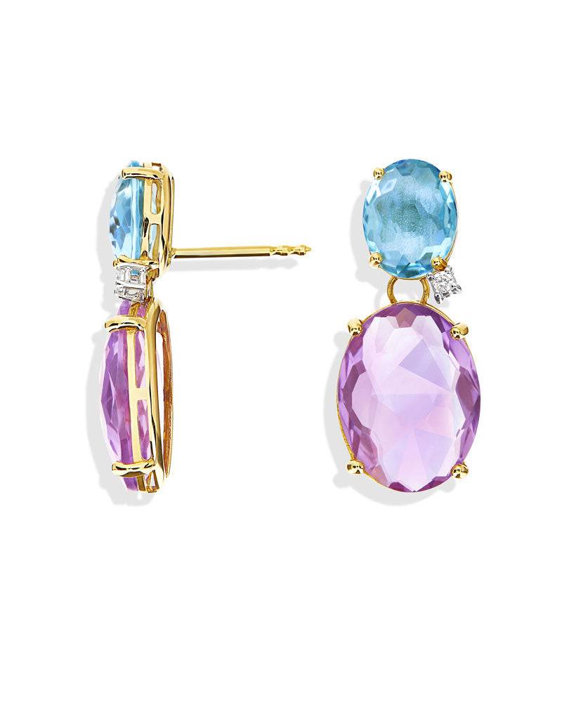 Nanis Orecchini "IPANEMA" pendenti in oro, ametista, topazio blu e dettagli – Nanis Italian Jewels Spedizione Gratuita