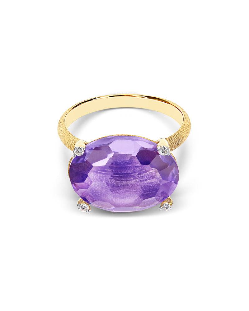 Nanis Anello "IPANEMA" in oro, ametista e dettagli di diamanti – Nanis Italian Jewels Pezzi Unici