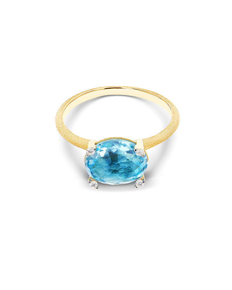 Nanis Anello "IPANEMA" in oro, topazio blu e dettagli di diamanti – Nanis Italian Jewels Soddisfazione Garantita