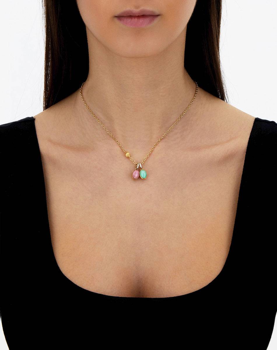 Nanis collana a catena con charms pendenti "boules" in oro inciso, diamanti – Nanis Italian Jewels 2025