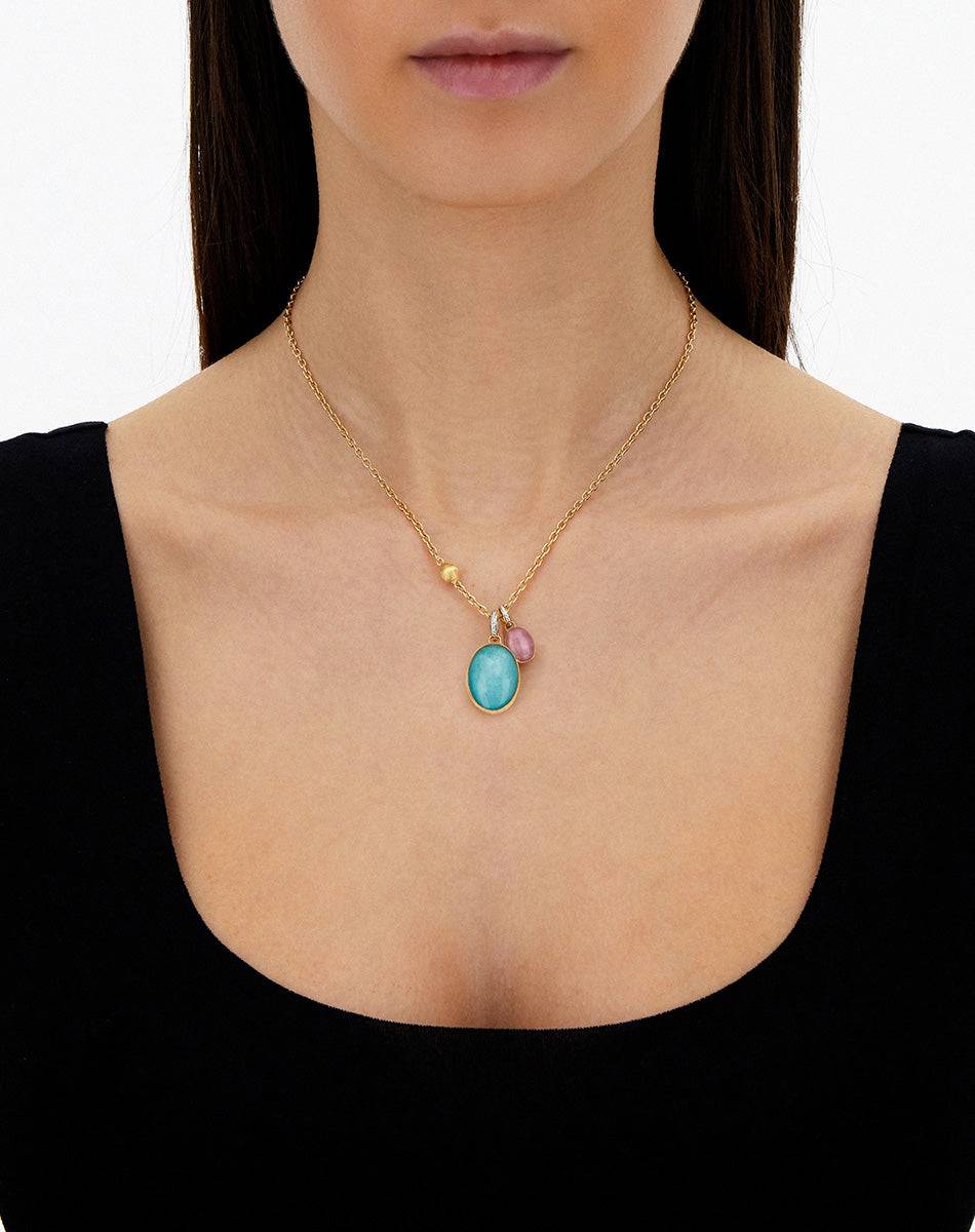 Nanis collana a catena con charms pendenti "boules" in oro inciso, diamanti – Nanis Italian Jewels Nuovo