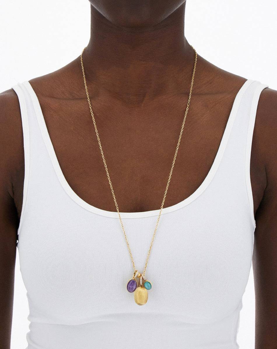 Nanis collana a catena con charms pendenti "boules" in oro inciso, diamanti – Nanis Italian Jewels Vendita