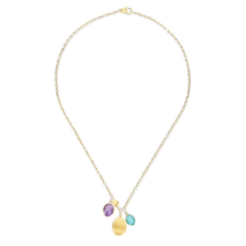 Nanis collana a catena con charms pendenti "boules" in oro inciso, diamanti – Nanis Italian Jewels Vendita