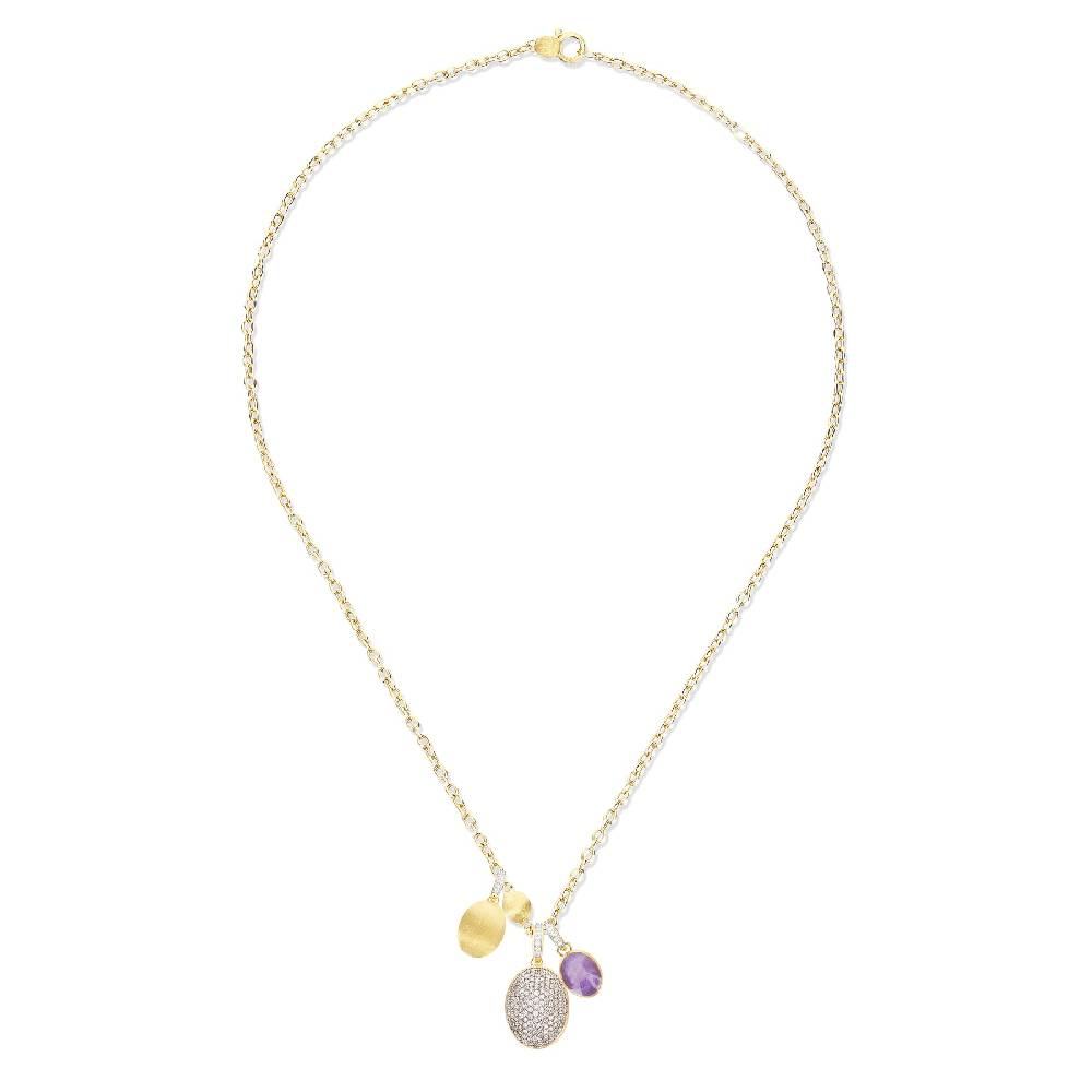 Nanis collana a catena con charms pendenti "boules" in oro inciso, diamanti – Nanis Italian Jewels Pezzi Unici