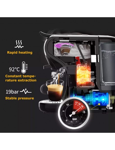 HiBREW H1A 1450W 19 bar Macchina per caffè espresso macchina per caffè caldo/freddo a capsule multiple 4 in 1 - Nero Italy