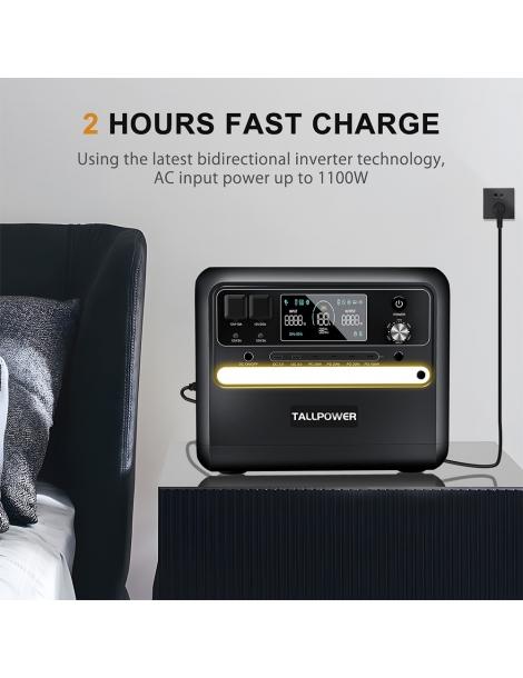 TALLPOWER V2400 Stazione di alimentazione portatile generatore solare LiFePo4 da 2160Wh uscita CA da 2400W UPS - Nero Black Friday Prezzi