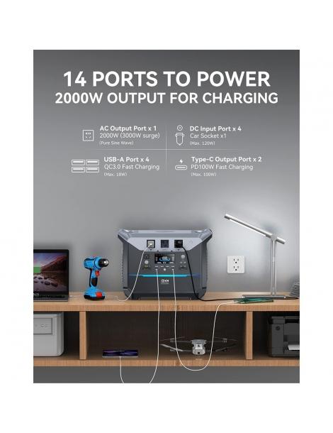DaranEner NEO2000 Stazione di energia portatile generatore solare con batteria LiFePO4 da 2073 6Wh uscita AC da 2000W Shopping Online