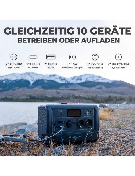 BLUETTI EB70 Portable Power Station 716Wh/1000W Solar Generator Car Port/MPPT Solar Charging AC/DC/USB-A/Type-C Port Negozio