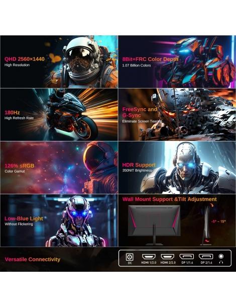 KTC Q24T09 Monitor da gioco pannello IPS veloce risoluzione 2560x1440 180 Hz HDR10 luce blu ridotta 2025