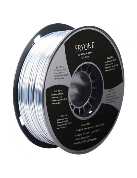 ERYONE Seta PLA Filamento per stampante 3D 1 75 mm Tolleranza 0 03 mm 1 kg (2 2 libbre)/Pool - Argento Vendita