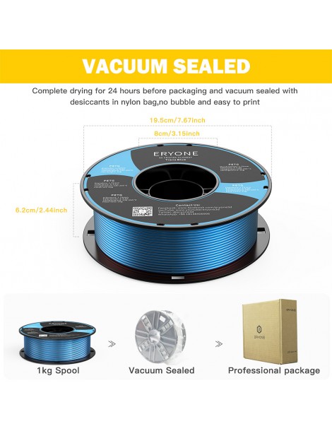 ERYONE PETG Filamento per stampante 3D 1 75mm Tolleranza 0 03mm 1KG(2.2LBS)/Spool - Blu trasparente Affare Del Giorno