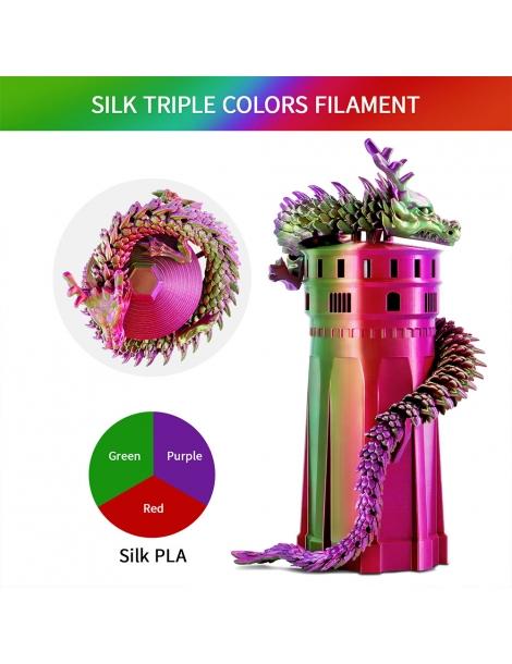 ERYONE Filamento PLA seta tricolore 1kg - rosso viola e verde Novità