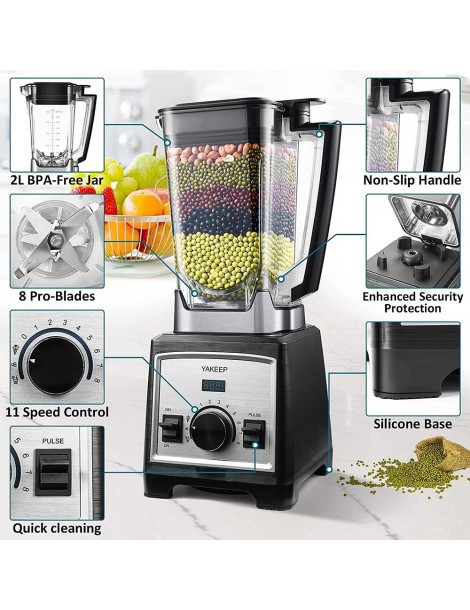 Yakeep 8188 2000W Stand Mixer frullatore per frullati da 2L con agitatore 32000 RPM 8 lame in acciaio Vendite Flash