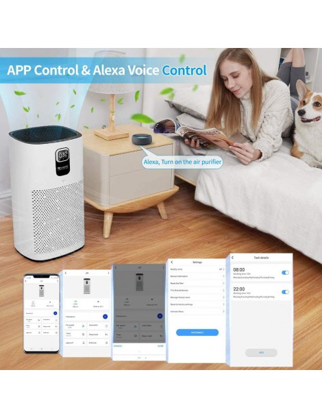 Proscenic A9 Purificatore d'Aria con Filtro H13 True HEPA Connessione WiFi Ampia Copertura di 2904 piedi² Promozione Limitata