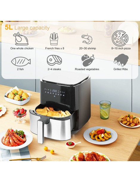 Sonifer SF1014 1450W 5L Friggitrice ad aria senza olio LED Touchscreen friggitrice elettrica Cestello antiaderente Shopping Online