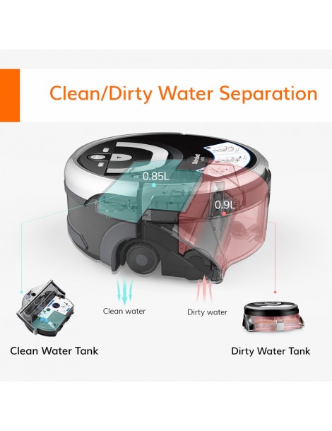ILIFE W400 1000Pa Robot lavapavimenti 900ml Serbatoio d'acqua Pianificazione giroscopica 4 modalità di pulizia Sconto
