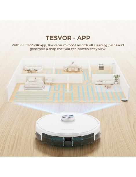 Tesvor S7 Pro AES Robot Aspirapolvere con Stazione di Svuotamento Automatico Funzione Mopping Aspirazione 6000Pa - Bianco Italia