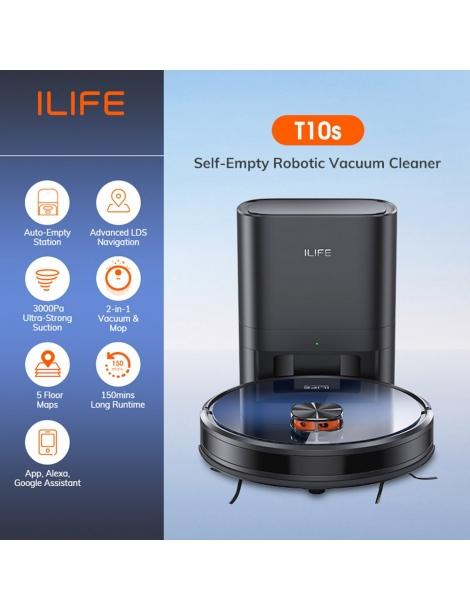 ILIFE T10s Robot Aspirapolvere Aspirazione 3000Pa Navigazione LDS Stazione di Svuotamento Automatico Qualità
