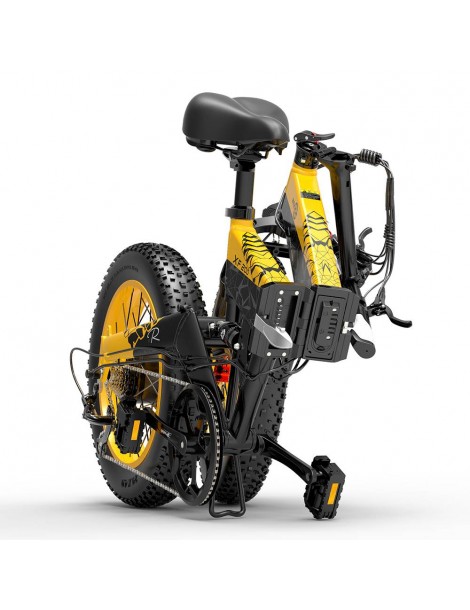 BEZIOR XF200 Bici elettrica pieghevole da 20 pollici con pneumatici grassi Motore da 1000 W Batteria da 48 V 15 Ah - Nero Giallo Promozione Limitata