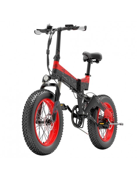 BEZIOR XF200 Bici elettrica pieghevole da 20 pollici con pneumatici grassi Motore da 1000 W Batteria da 48 V 15 Ah - Nero Rosso Fino Al -60%