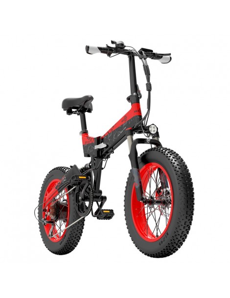 BEZIOR XF200 Bici elettrica pieghevole da 20 pollici con pneumatici grassi Motore da 1000 W Batteria da 48 V 15 Ah - Nero Rosso Fino Al -60%
