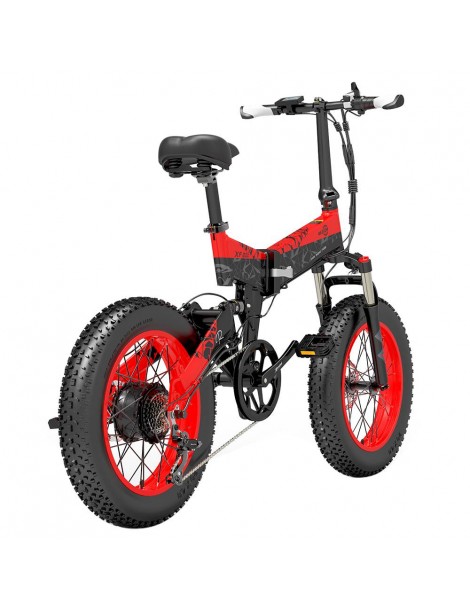 BEZIOR XF200 Bici elettrica pieghevole da 20 pollici con pneumatici grassi Motore da 1000 W Batteria da 48 V 15 Ah - Nero Rosso Fino Al -60%