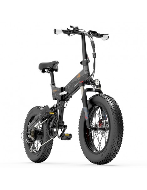 BEZIOR XF200 Bici elettrica pieghevole da 20 pollici con pneumatici grassi Motore da 1000 W Batteria da 48 V 15 Ah - Nero Grigio Shopping Online