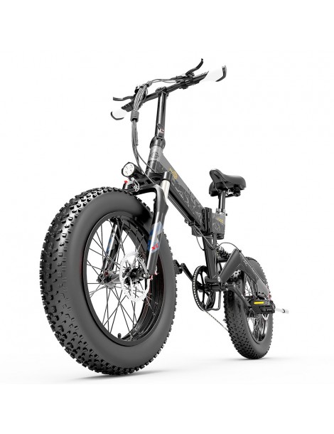 BEZIOR XF200 Bici elettrica pieghevole da 20 pollici con pneumatici grassi Motore da 1000 W Batteria da 48 V 15 Ah - Nero Grigio Shopping Online