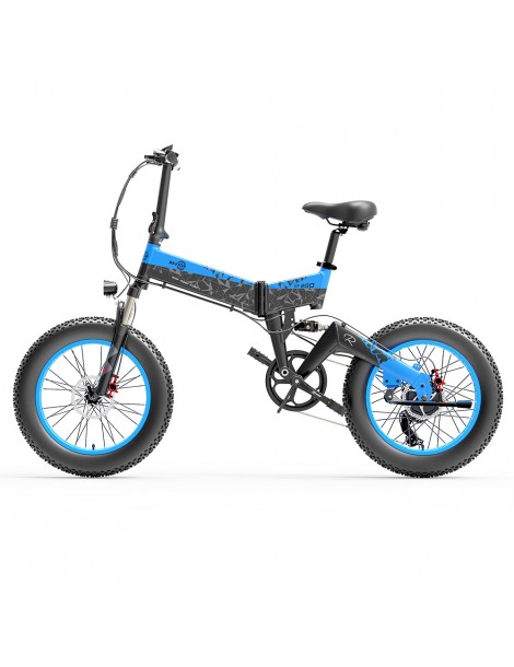 BEZIOR XF200 Bici elettrica pieghevole da 20 pollici con pneumatici grassi Motore da 1000 W Batteria da 48 V 15 Ah - Nero Blu Affare Del Giorno