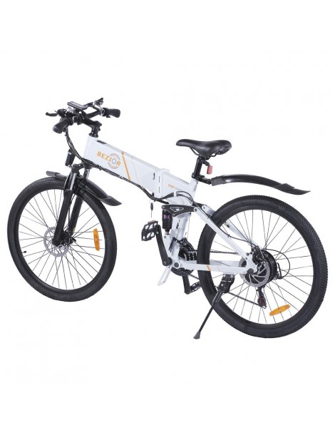 BEZIOR M26 26 Pollici Pneumatici Bicicletta Elettrica Pieghevole - 500W Motore Brushless & 48V 10Ah Batteria - Bianco Prezzo Ridotto