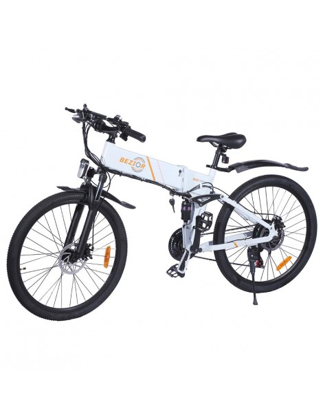 BEZIOR M26 26 Pollici Pneumatici Bicicletta Elettrica Pieghevole - 500W Motore Brushless & 48V 10Ah Batteria - Bianco Prezzo Ridotto