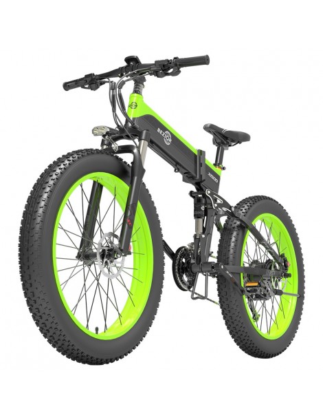 BEZIOR X1500 26 pollici Pneumatico Grasso Bicicletta Elettrica Pieghevole 1500W Motore - Nero Verde Sottocosto