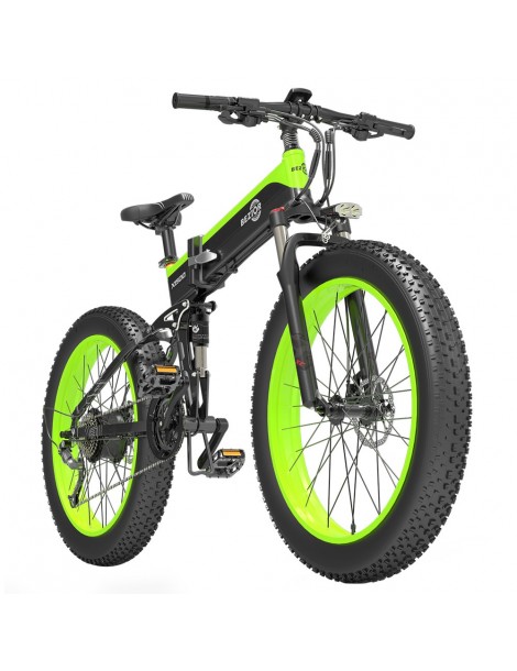 BEZIOR X1500 26 pollici Pneumatico Grasso Bicicletta Elettrica Pieghevole 1500W Motore - Nero Verde Sottocosto