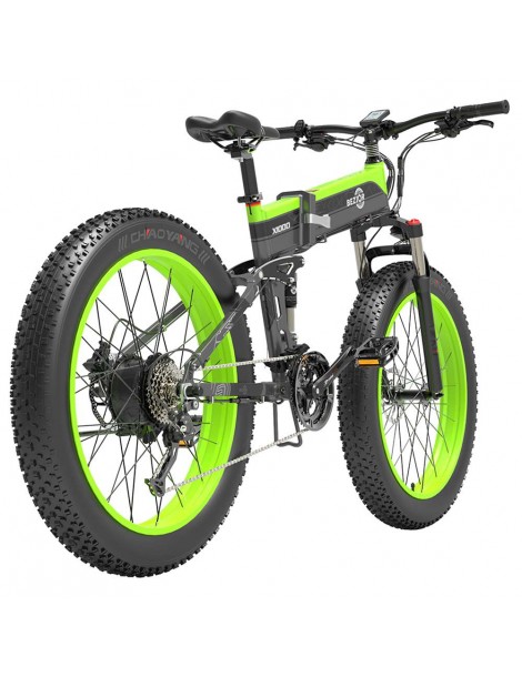 BEZIOR X1000 26 pollici Fat Tire Foldable Electric Bike 1000W Motore Panasonic 48V 12.8Ah Batteria - Nero Verde Convenienza