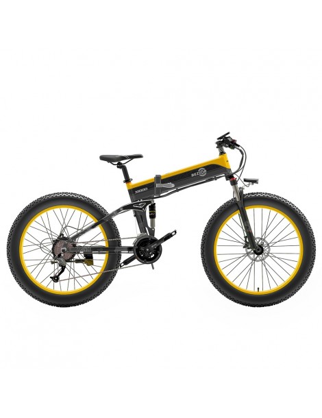 BEZIOR X1000 26 pollici Fat Tire Foldable Electric Bike 1000W Motore Panasonic 48V 12.8Ah Batteria - Nero Giallo Novità