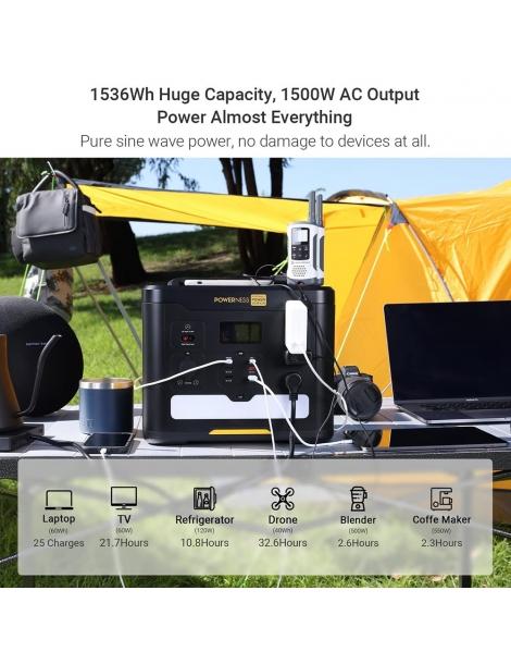 Powerness Hiker U1500 Centrale elettrica portatile generatore solare LiFePO4 da 1536Wh uscita CA da 1500W Moda