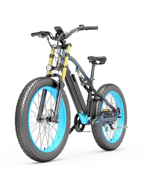 LANKELEISI RV700 16Ah 48V 1000W Bicicletta elettrica - Nero Blu Presa