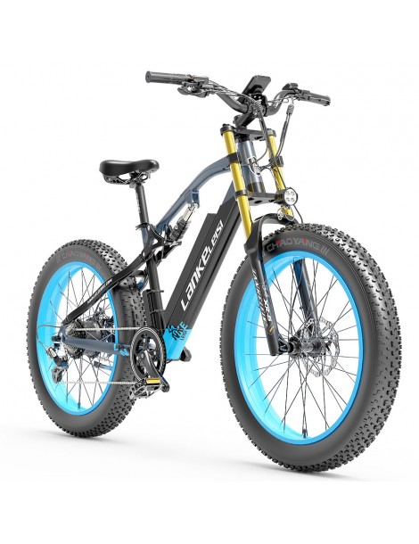 LANKELEISI RV700 16Ah 48V 1000W Bicicletta elettrica - Nero Blu Presa