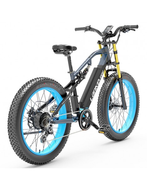 LANKELEISI RV700 16Ah 48V 1000W Bicicletta elettrica - Nero Blu Presa