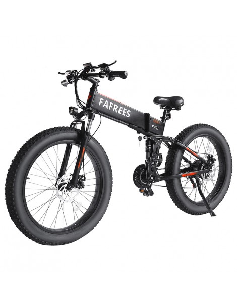 FAFREES FF91 26 Pollici Pneumatici Grassi Mountain Bike Elettrica Pieghevole Motore 1000W e Batteria 499Wh 10Ah - Nero Sconto