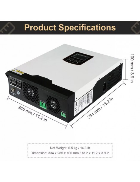 DAXTROMN Inverter solare off grid da 3KW caricatore PWM da 24V DC 70A ingresso PV 80VDC Inverter sinusoidale puro senza WiFi Consegna Veloce